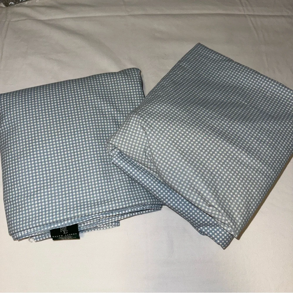 Rare vintage Ralph Lauren Beach House blue gingham sheet set